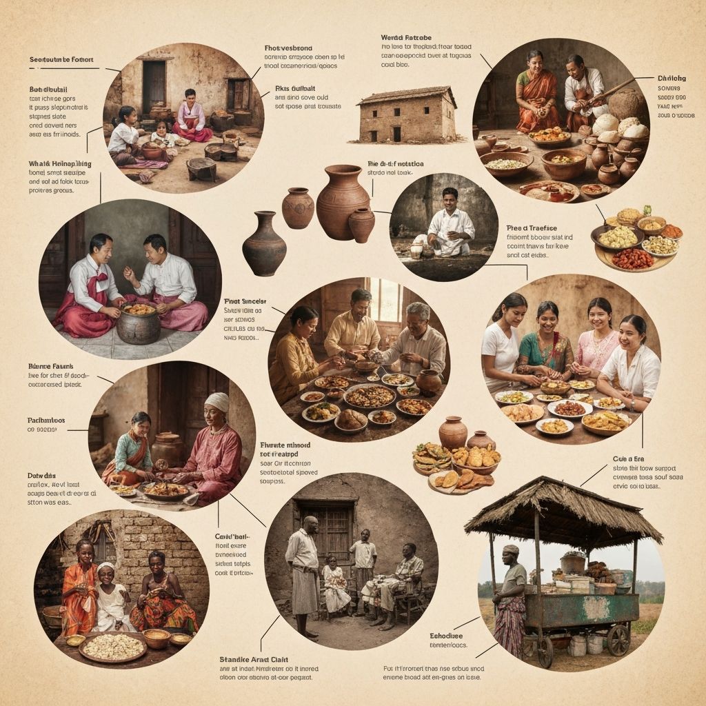 Anthropological visualization showing sociocultural factors in eating patterns